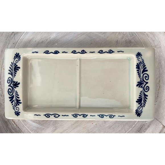 Vintage Delft Blue Ceramic Divided Trinket TRAY Plate  Sushi Plate ? - Picture 2 of 9